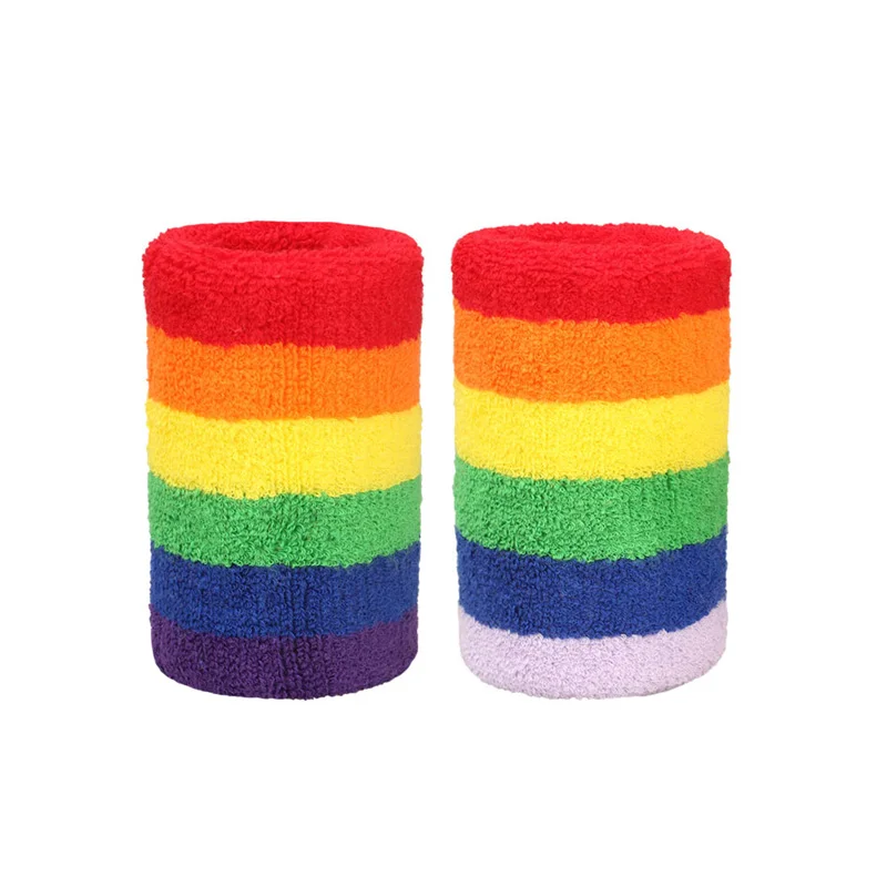New style rainbow colors Sports absorbent towel Breathable Wrist guard use for Basketball badminton Tennis Running Fitness