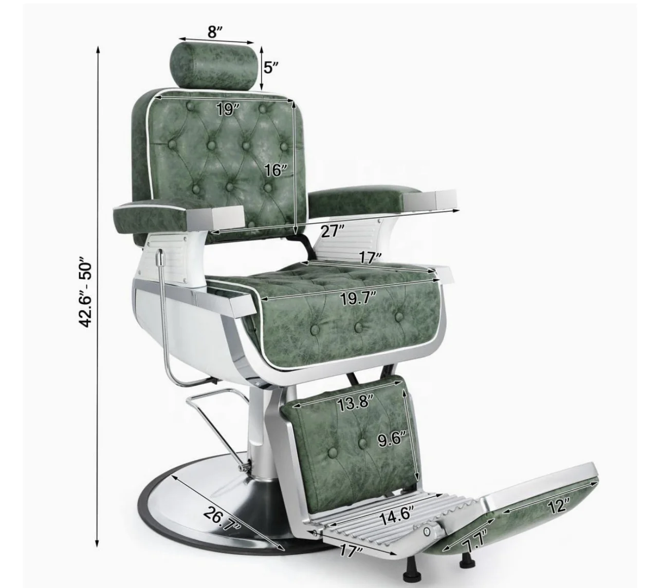 Green vintage barber chair for barber shop New salon chairs with high quality Comfortable beauty barber chair for hairdressing