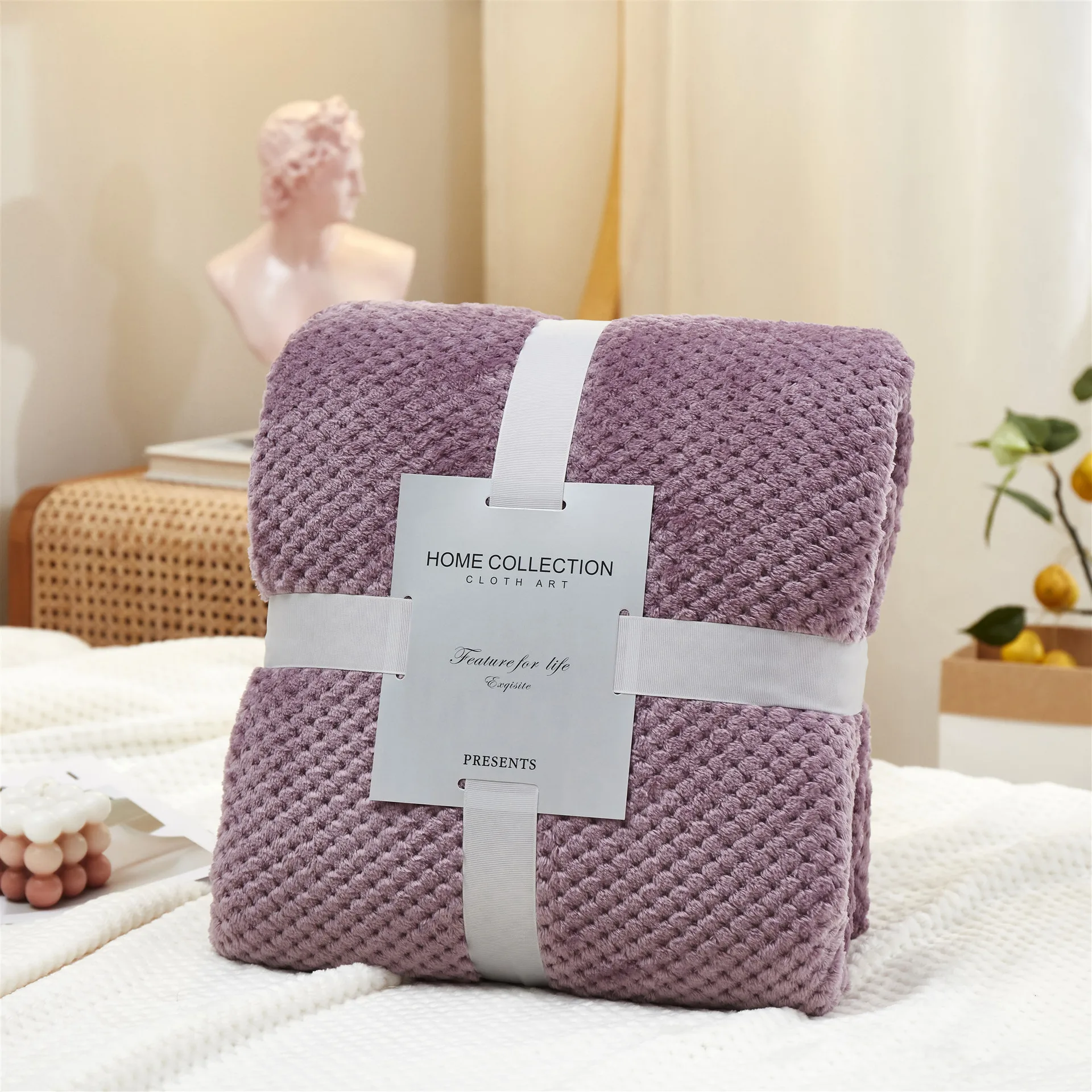 Printing Custom Yarn Throw Knitted Blankets Comfortable Blanket For Home Decor