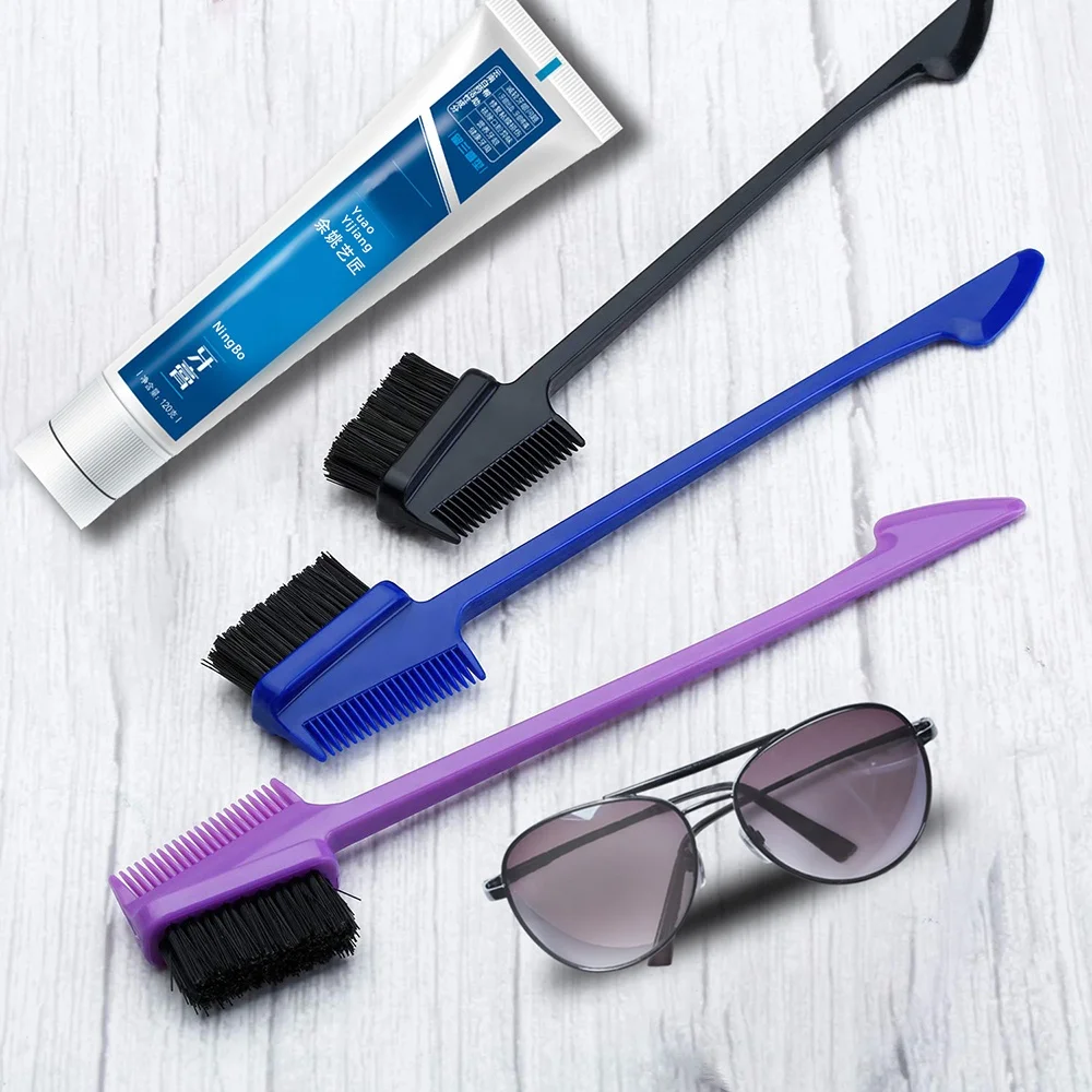 Private label 3 sided edge control brush  hot sale double sided edge brush and comb