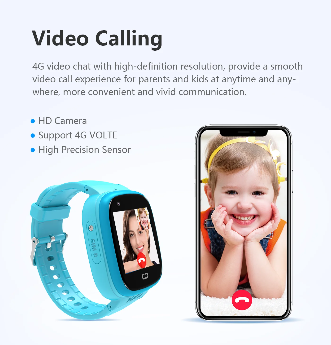 Casmoo 4G Children Positioning Watch HD Video Calling Alarm Clock Disable Mode Multi-function Smart Watch