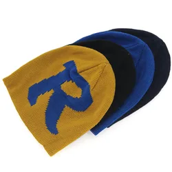jacquard fashion winter hat Double Thickness Beanie hat Letter jacquard Knitted beanie custom hats custom logo