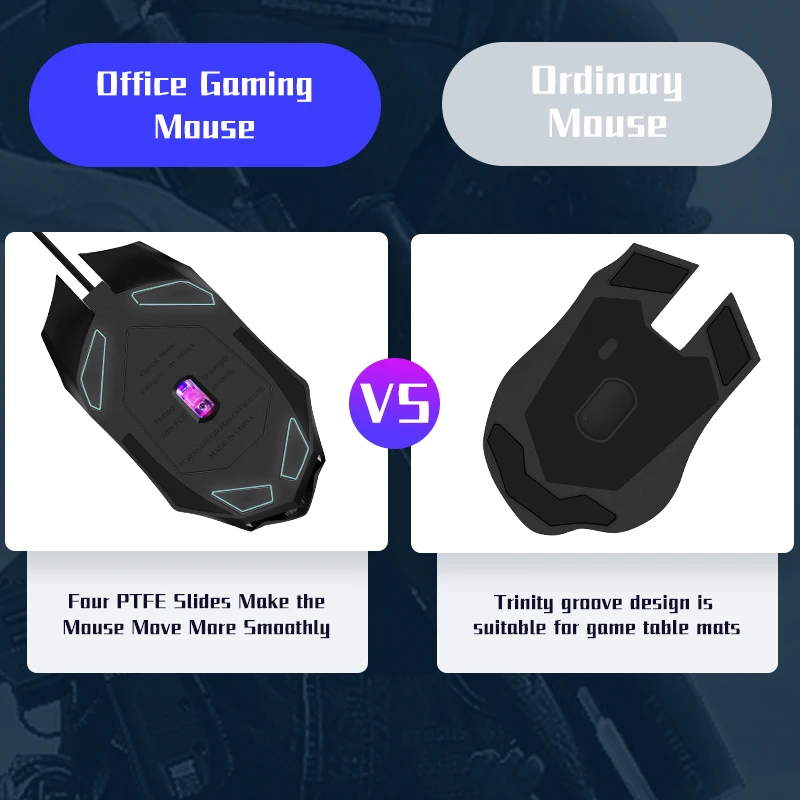 BUBM Souris геймер эргономичный LED RGB Проводная оптическая игровая мышь