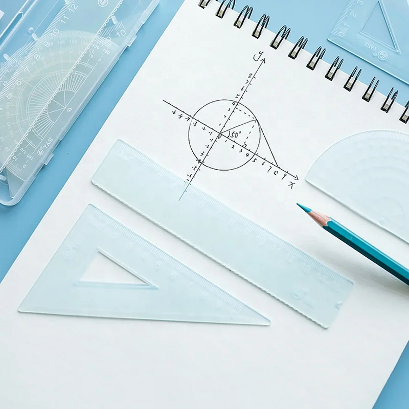 Пластиковая линейка ANDSTAL 4 в 1, набор линейки в полипропиленовом ящике для хранения, линейка для школы, математические принадлежности