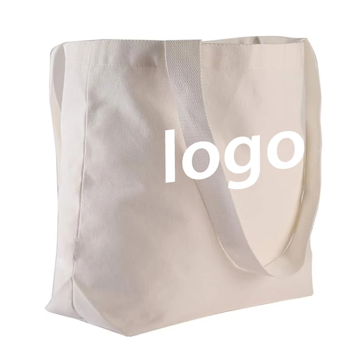 Custom Durable Grocery Beach Shopping 100% Cotton 12 Oz Heavy Duty Large Tote White Canvas Bags Ruched