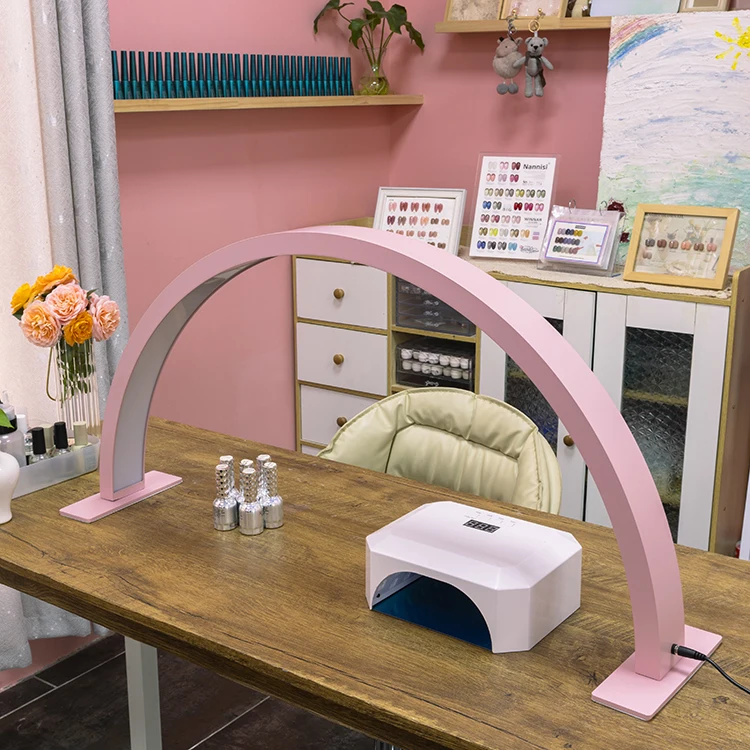 Custom Logo OEM Nail Supplies Half Moon Led Nail Lamp Diamond Nail Table Light Ring Lamp Salon Manicure Tools Fill Light