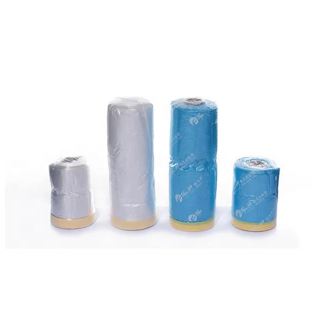 HDPE Automotive Pre Taped Car Transparent Plastic Masking Film for Refinishing