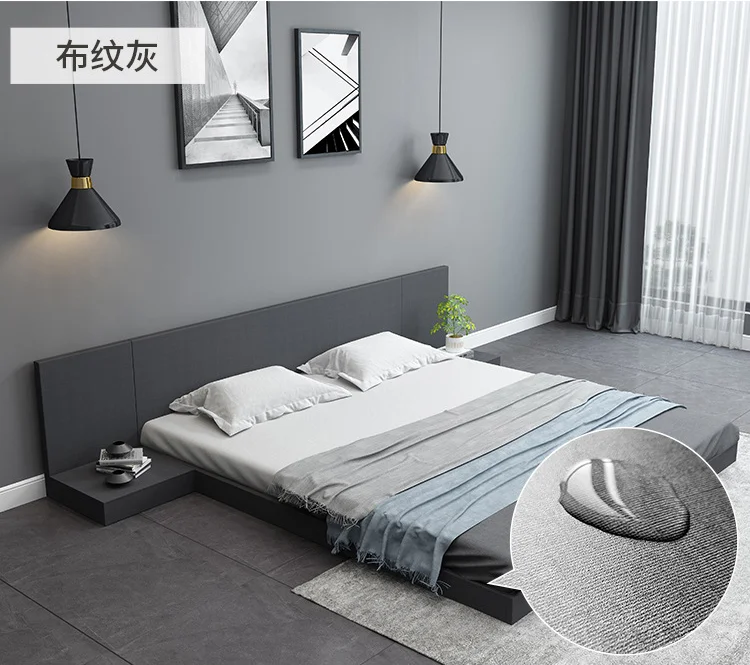 RG Japanese Tatami Bed Simple Low Bed 1.2/1.5/1.8 m Double King Size Low Bed Attic Apartment Homestay