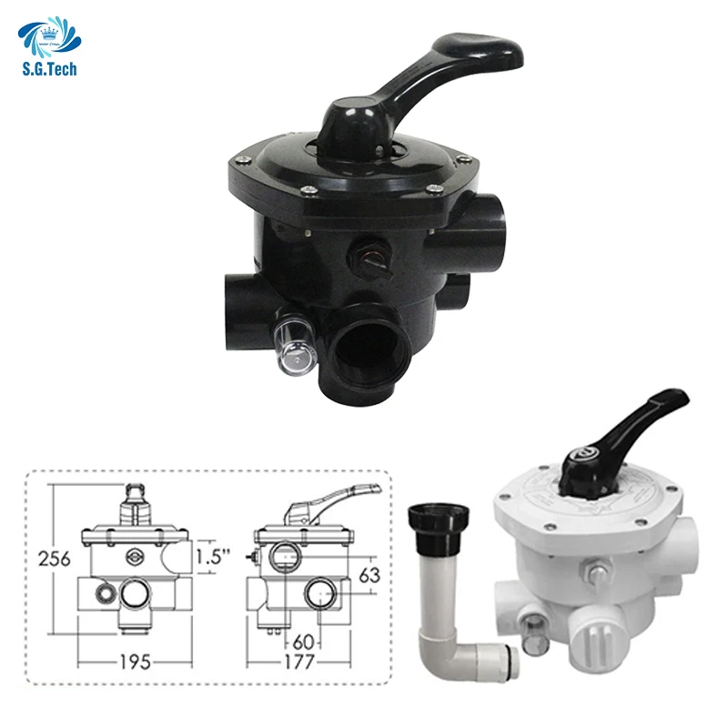 Brand New Swimming Pool 6 Way Sand Filter Valve ABS 1.5/2 Inch 6-Way Control Valve Top-mount Side-mount Pool Sand Filter Head