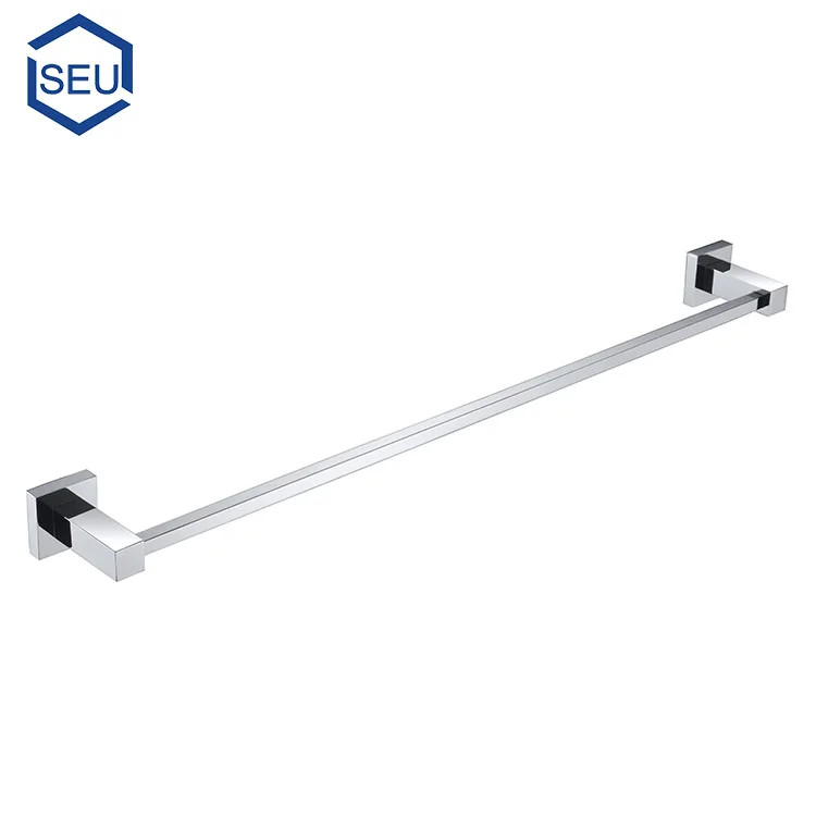 New Square Design Wall Mounted Bathroom Hanger Decorative Home Hardware Chrome Mirror Polish Single Cloths Rack Towel Holder Bar