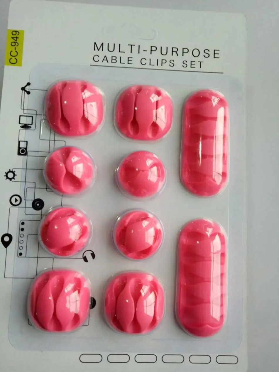 Desktop Lines Wire TPR Cable Clip Multi-Purpose Cable Clips Set Slot Cable Holder Organizer  T1518