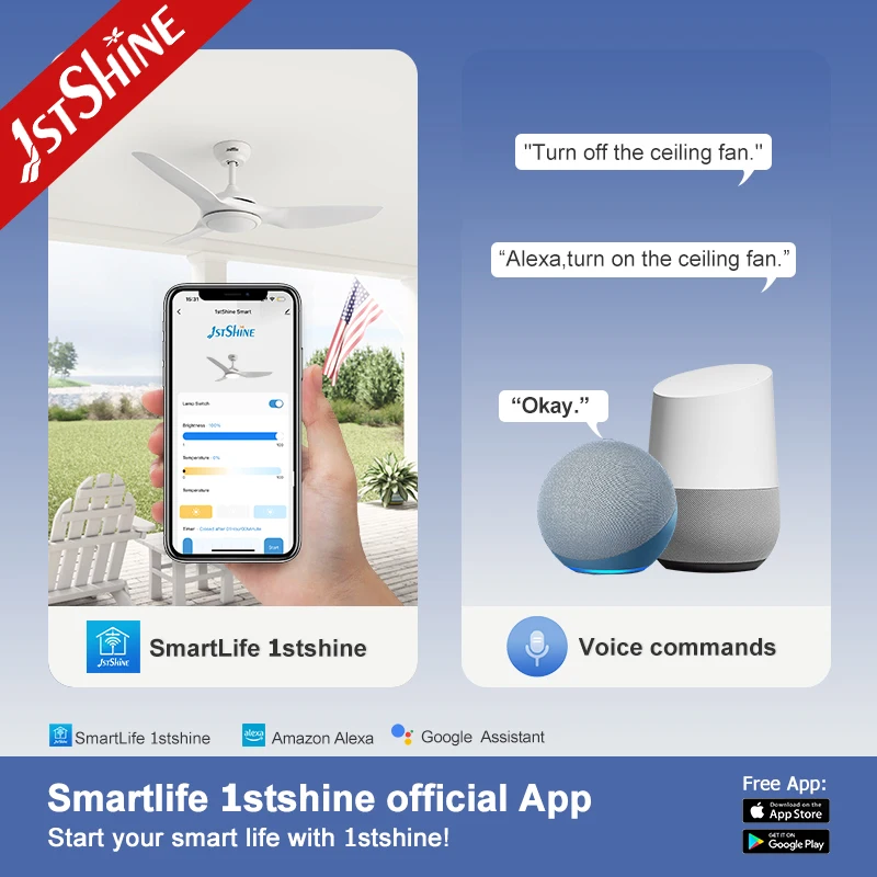 1stshine quality solaire maison lampe et 48 pouces lampe et ventilateur de plafond exterieur avec lampe led