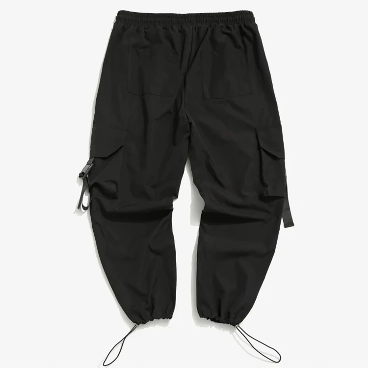 High Quality Mes Plus Size 6 Pocket Dark Color Satin Fabric Cargo Pants Winter Thick Fabric Elastic Bottom Leg Cargo Pants