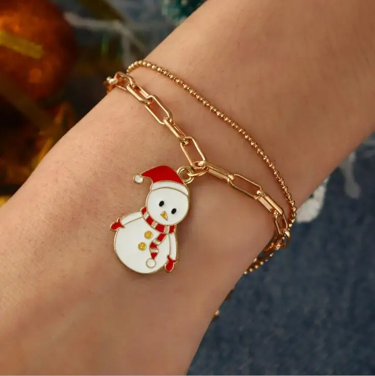 New Christmas Chain Bracelet Womens Girls Snowman Snowflake Boot Deer Charms bracelets & bangles Jewelry