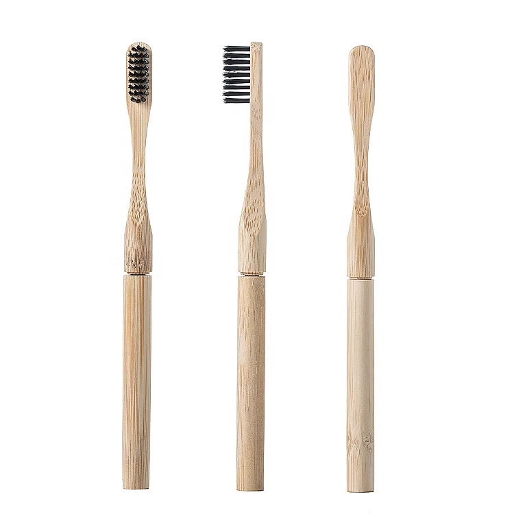 Eco-friendly Bamboo Toothbrush with Replaceable Heads for Biodegradable Soft Charcoal Bristle  remove and replaceable  Heads