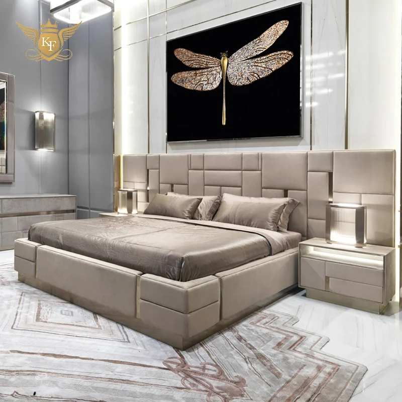 KF Casa оптовая продажа роскошный стиль хорошая цена Высокое качество спальня деревянный бархатный мягкий шкаф для гостиной