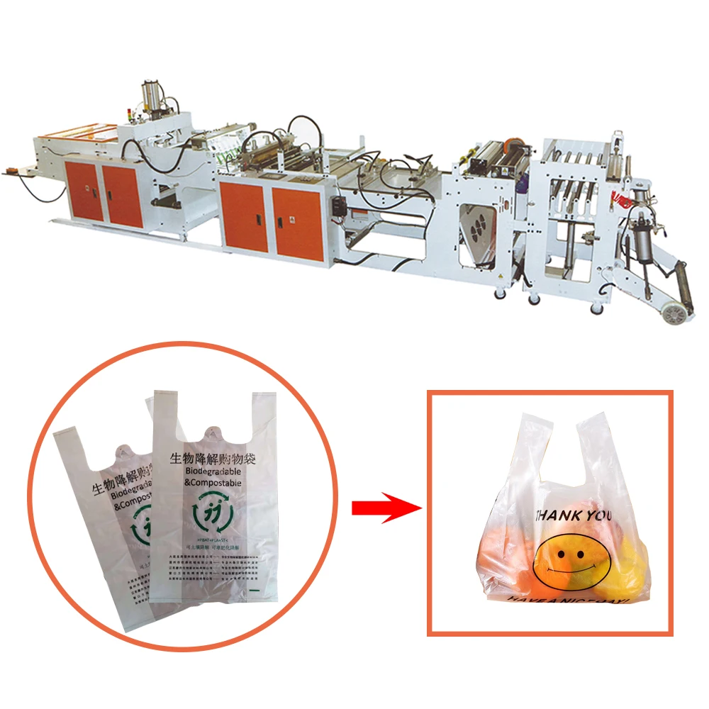 Онлайн-машина для изготовления мешков с компьютерным управлением, штамповка и зажим для супермаркета, магазина фруктов, аптеки, жилета, футболок, Китай