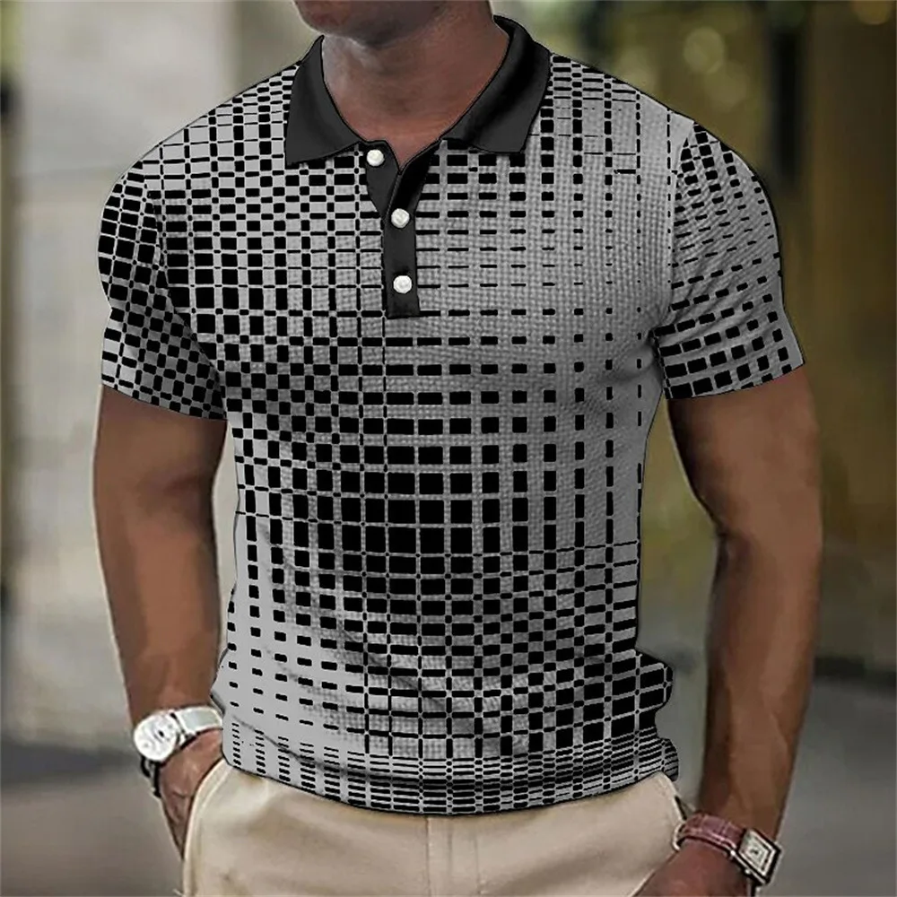 2024 Wholesale Cyber Digital Pattern Polo T-shirt Short Sleeve Cotton/ Polyester Polo Shirts For Men