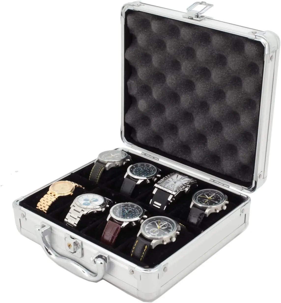 8 Watch Case for Collectors Briefcase Store Safe Aluminum Handle
