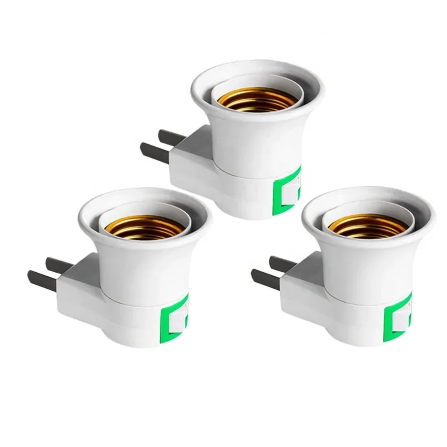 E27 LED Light Socket White Lamp Holder To EU Plug/US Plug Holder Adapter Converter ON/OFF for Bulb Lamp