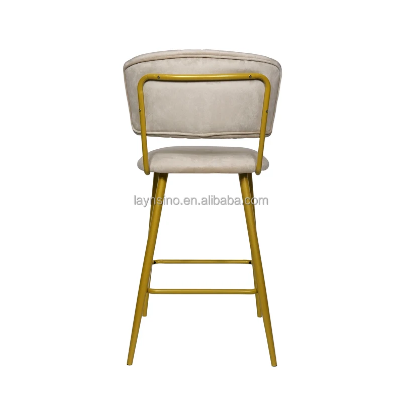 Laynsino оптовая продажа современный бархатный барный стул в скандинавском стиле роскошные золотые металлические ножки для кухни или гостиной высокий