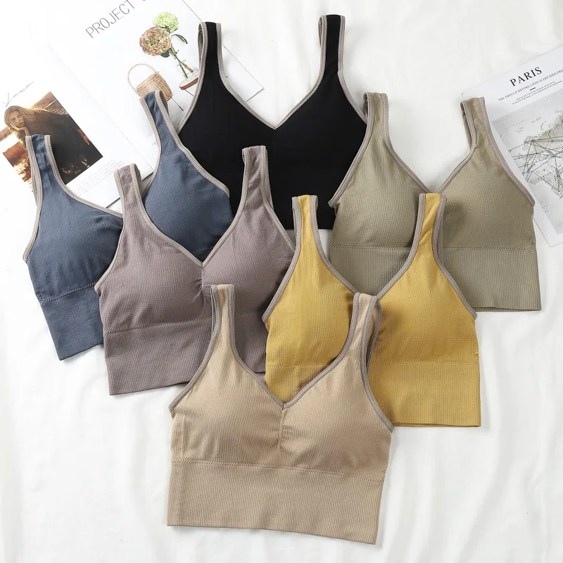 
Топ женский спортивный бесшовный, модный тонкий бюстгальтер без косточек, с широкими плечами 