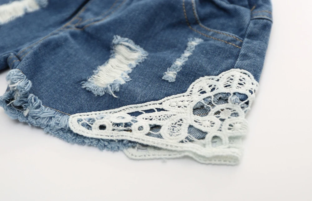 
Mudkingdom Girls Summer Stylish Demin Shorts Toddler Latest Lace Design Bottoms Kids Jeans Clothing For Girls Short 