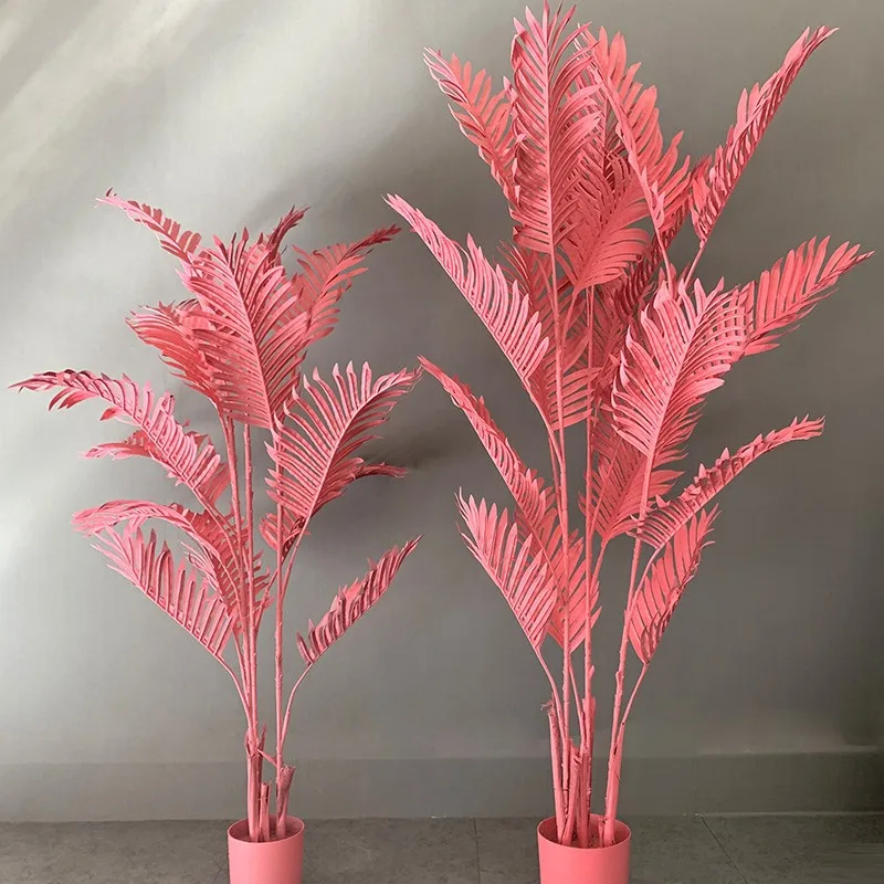 Popular Pink Artificial Banana Bird Plant Green Plant Large Pink Palm Plant Tree For Home And Cafe Shop Decor