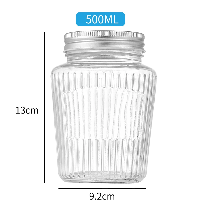 Airtight 180ml 280ml 380ml 500ml Ergo Honey Pot Glass Jar For Jam Butter Honey With Metal Lug Twist Lid