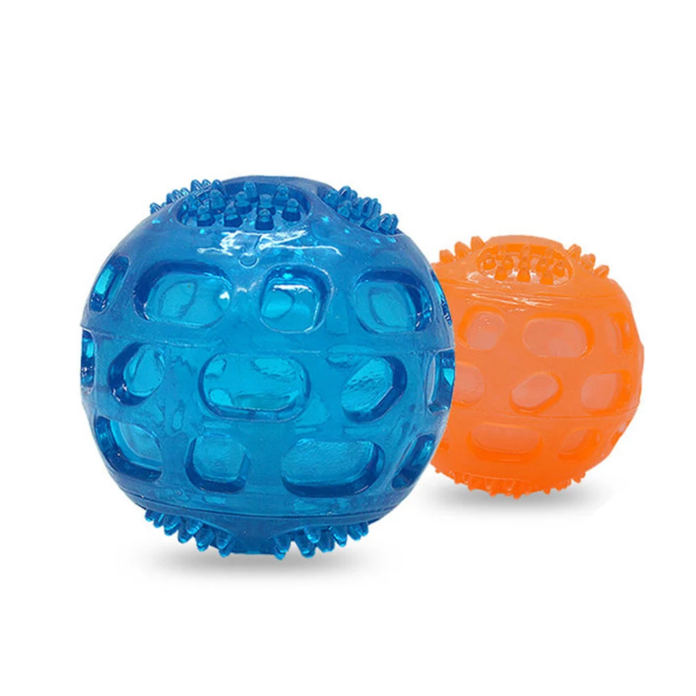 Cat Ball Glowing Flashing Led Light Puppy Training Teeth Cleaning Dog Squeaky Toy Playing Pet Chew Rubber Toys Pet Dental Care