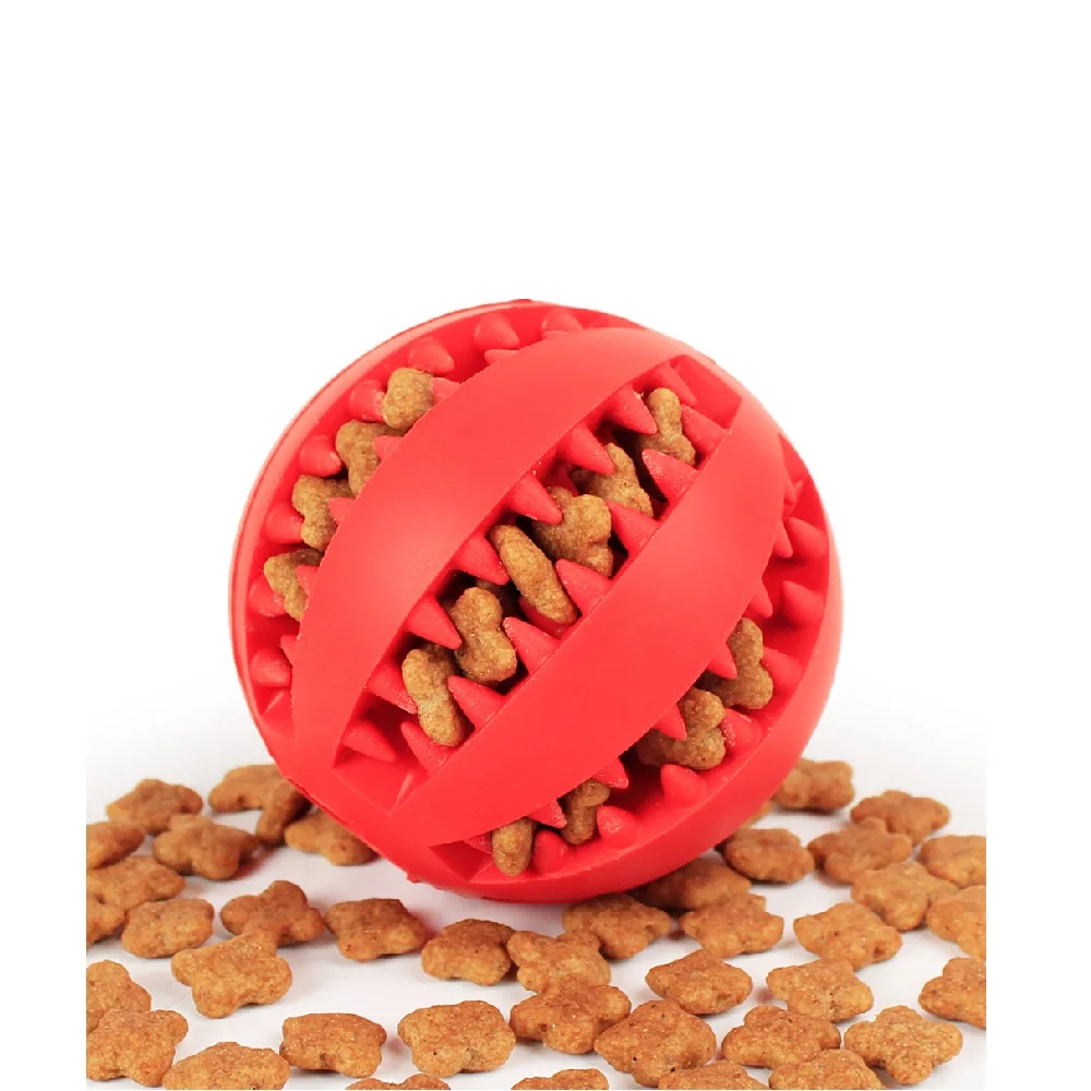 Wholesale Custom Pet Products Logo Natural Indestructible Soft Pet Toy Pet Food Ball Dog Chew Rubber Ball