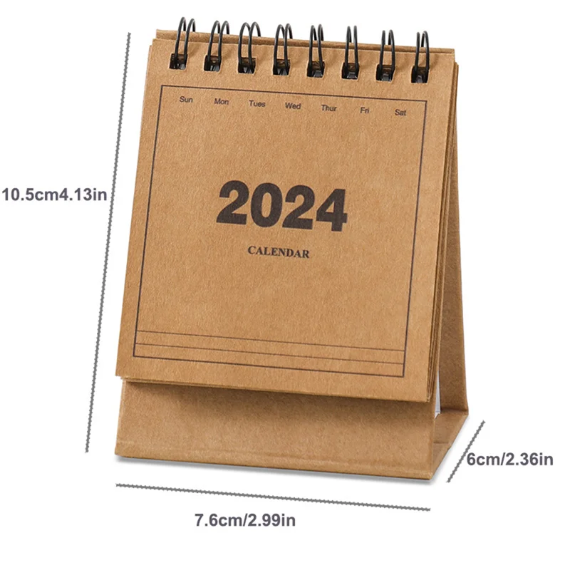 BECOL New Coming Creative Simple 2024 Desktop Calendar Double Coil Hardcover Mini Daily 365 Days Calendar Plan Memo Pad