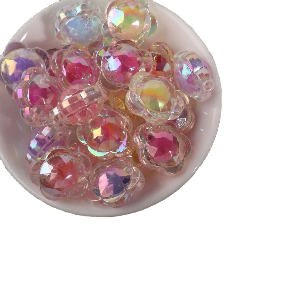 Acrylic Candy Flower Heart Star Beads Shiny AB Color For Jewelry Making Handmade Hair Ring Gifts KidToys Keychain