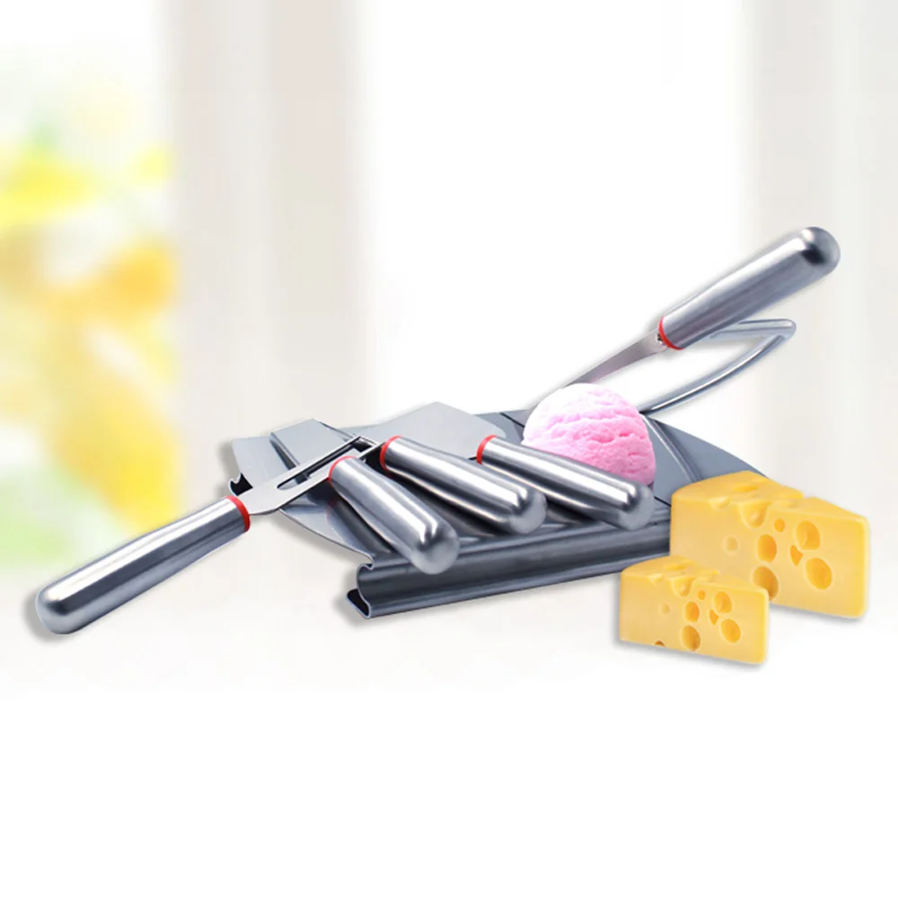 Factory Direct Durdable Stainless Steel Cutting Cheese Slicer Board with 4 Pieces Set Cheese Knives
