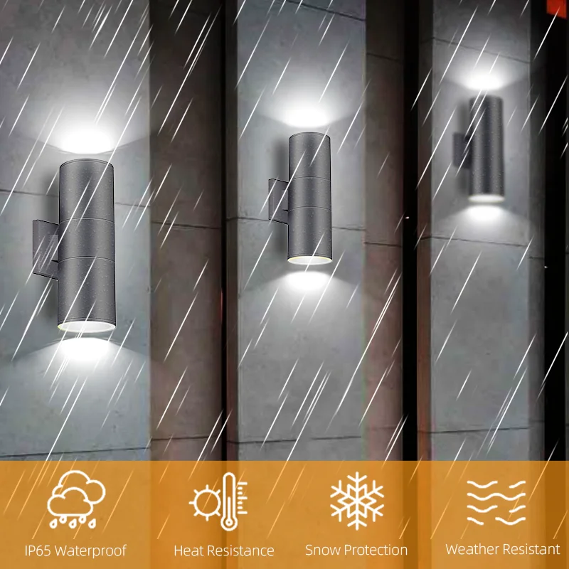 Modern Outdoor 6W LED Wall Light IP65 Black Aluminum Base Wall-mounted Cylinder up Down House Decorative Surface Mount Lamp