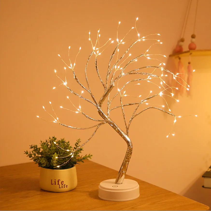 108LED Tree modeling light Fairy Light  Battery Usb Artificial White Silver Branches Copper Wire Lamp Fairy Light Spirit Tree