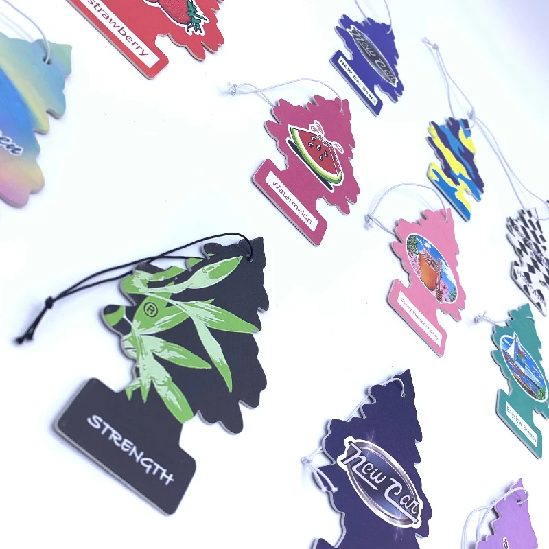 Fragrance Sublimation Accessories Black/Colorful Paper Clip Trees Logo 10*10/7*12cm Customized  Car Air Freshener