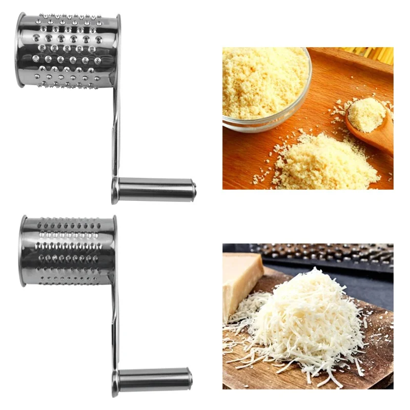 Hand-Cranked Rotary Cheese Grater 430 Stainless Steel Kitchen Gadget Manual Cheese Nut Grater