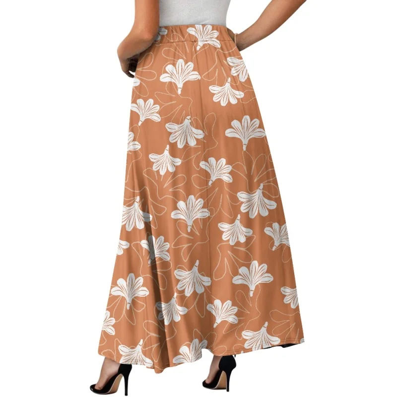 Hawaiian Naupaka Kuahiwi Long Skirt for Girls Low MOQ Print Dropship Summer Casual Maxi Comfortable Stylish Womans Pocket Gown