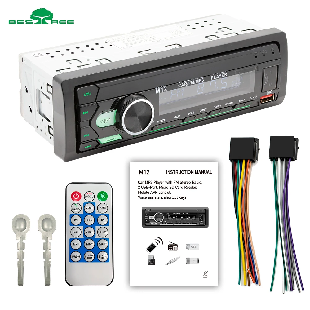 Bestree private tooling new model 1 din in-dash car radio mp3 player with BT APP control voice assistant USB charging car radio