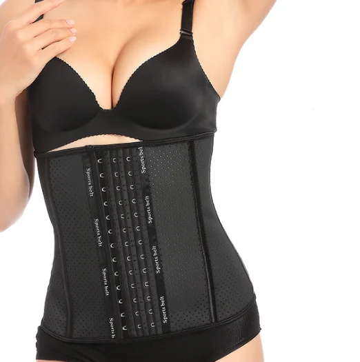3 rows hook and eye  Fitness Corset Natural latex 9 Steel Bones Snatch Waist trainer belt for Women Workout and weight loss