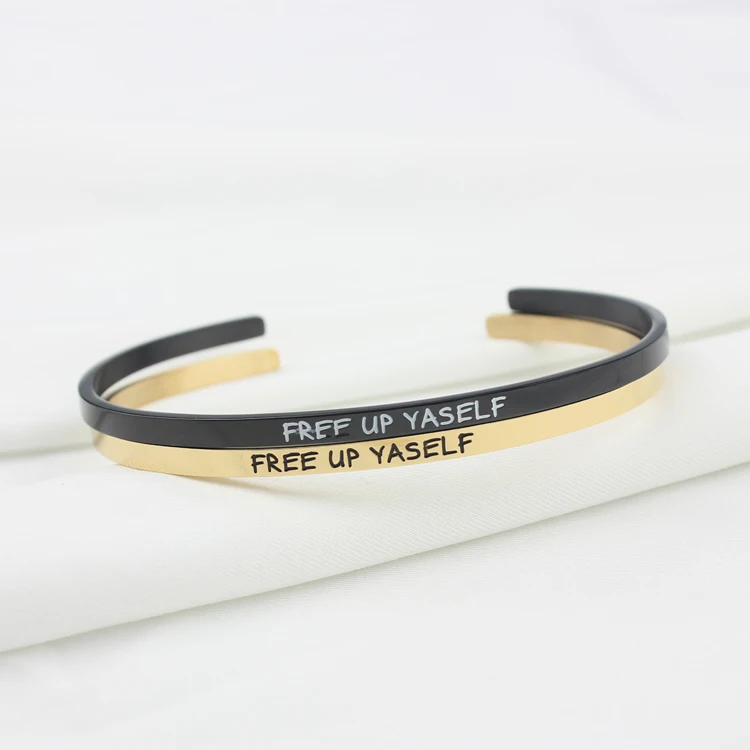 Stainless Steel Jewelry Customizable inspirational letters cuffs engraved bracelet lead free bracelet