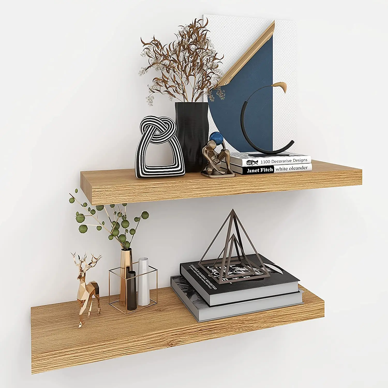 
24in Wall Mounted Display Ledge Shelves Wood Floating Shelves 