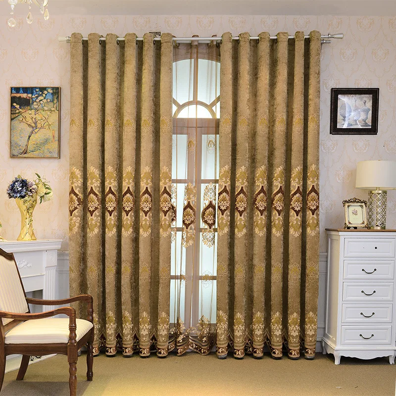 
China supplier custom blackout european luxury window embroidered curtains for living room 