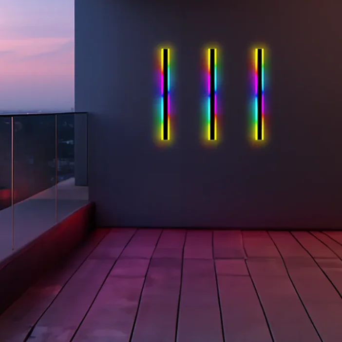 Long Strip LED Wall Lamp IP65 Waterproof Outdoor Exterior RGB RGBW  Modern Linear Wall Lights For Garden