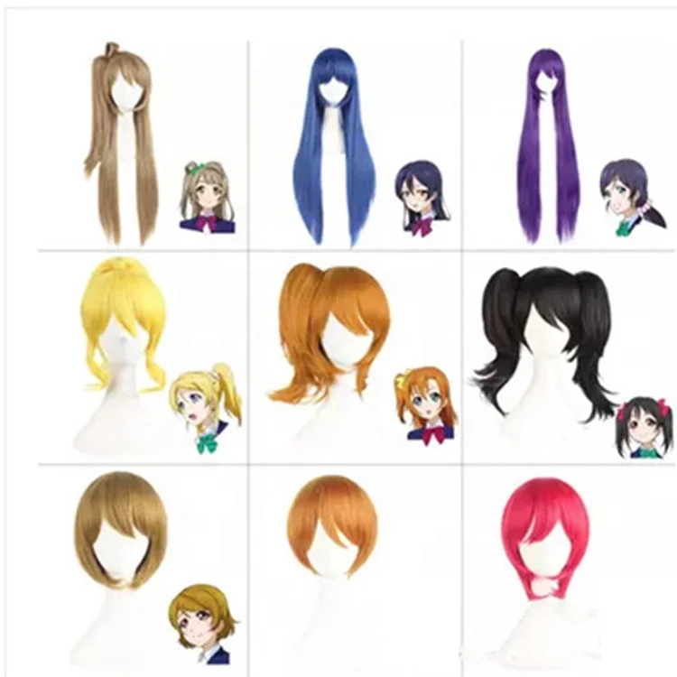 Colorful High Quality Anime Lolita Cosplay Wigs Long Synthetic Hair Wig
