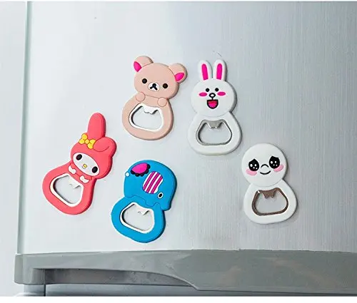 Hot Sale Portable Various Cute Mini Cartoon Silicone Metal Bottle Opener Beer Opener