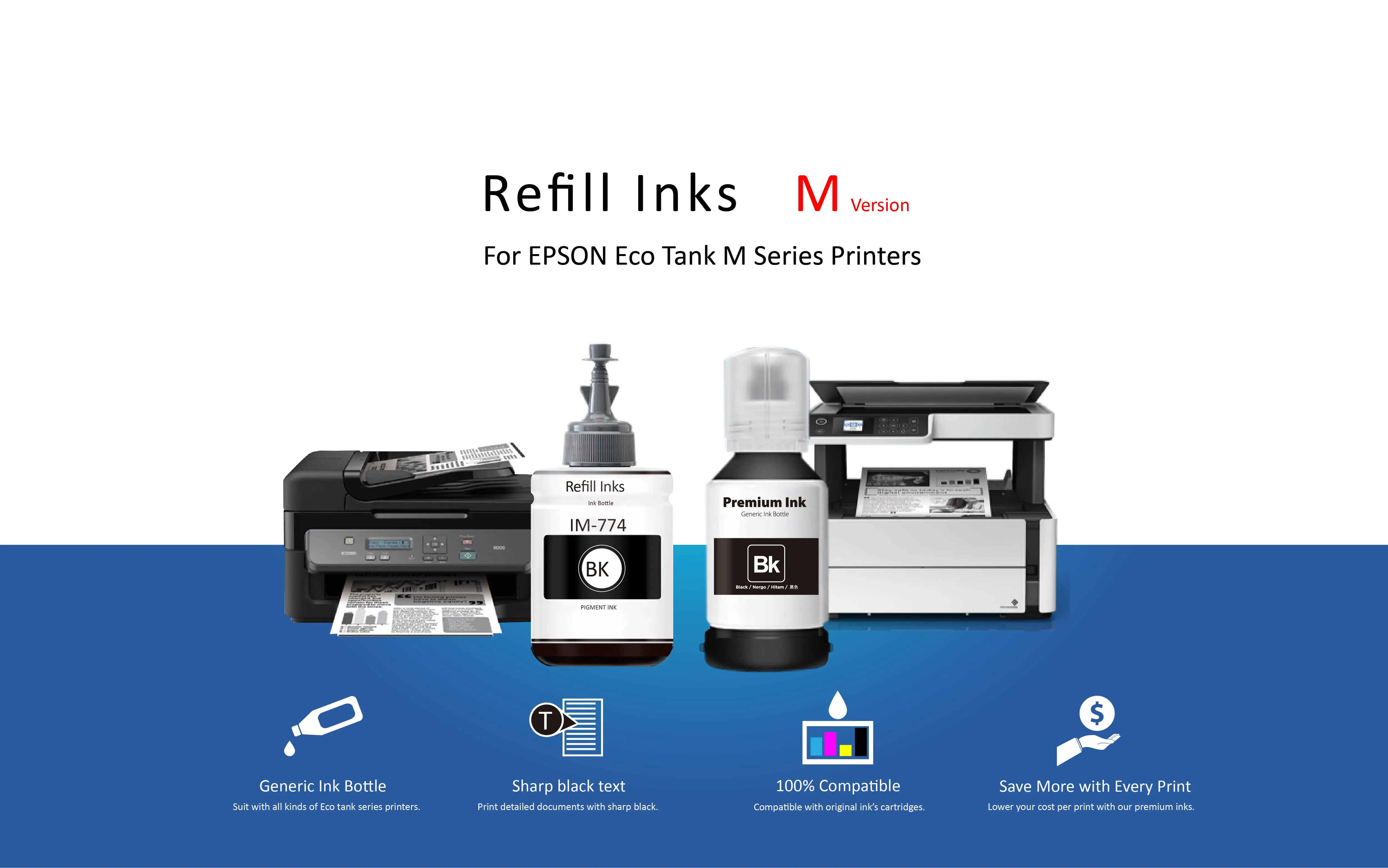 005 006 007 110 111 532 534 774 T01P T03Q Refill inkjet  tinta ink for epson printer BK 127/140ml for eco tank M pigment ink