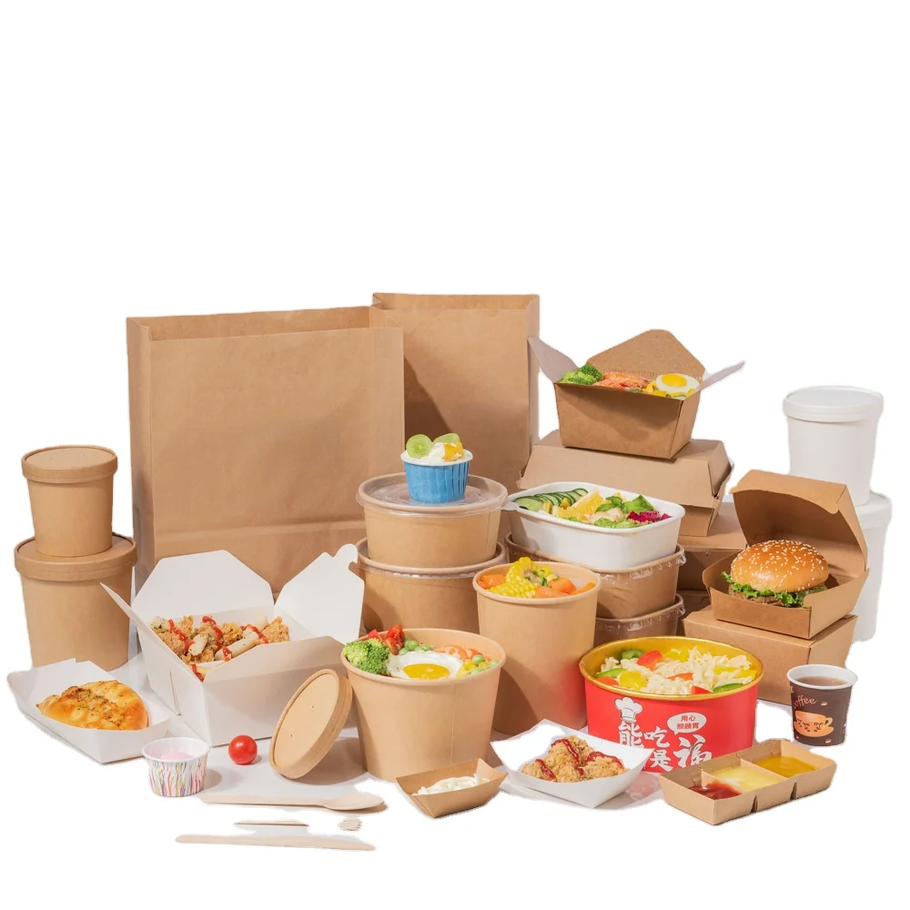 Factory Price Customized 32 OZ Eco-Friendly Kraft Paper Bowl Soup Cups With Plastic Lid Boxes Custom Logo for Noodles