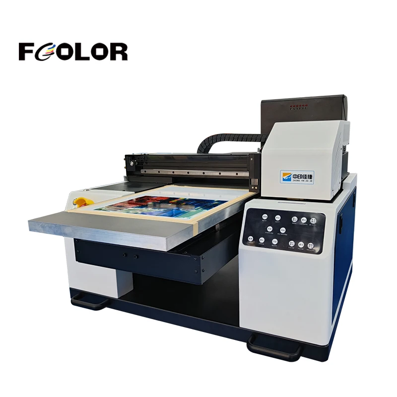 FCOLOR Inkjet UV Printers A2 A3 Size Two Heads Professional on Phone Case Pen Golf Glass Bottle Can Flat Bed UV for Print